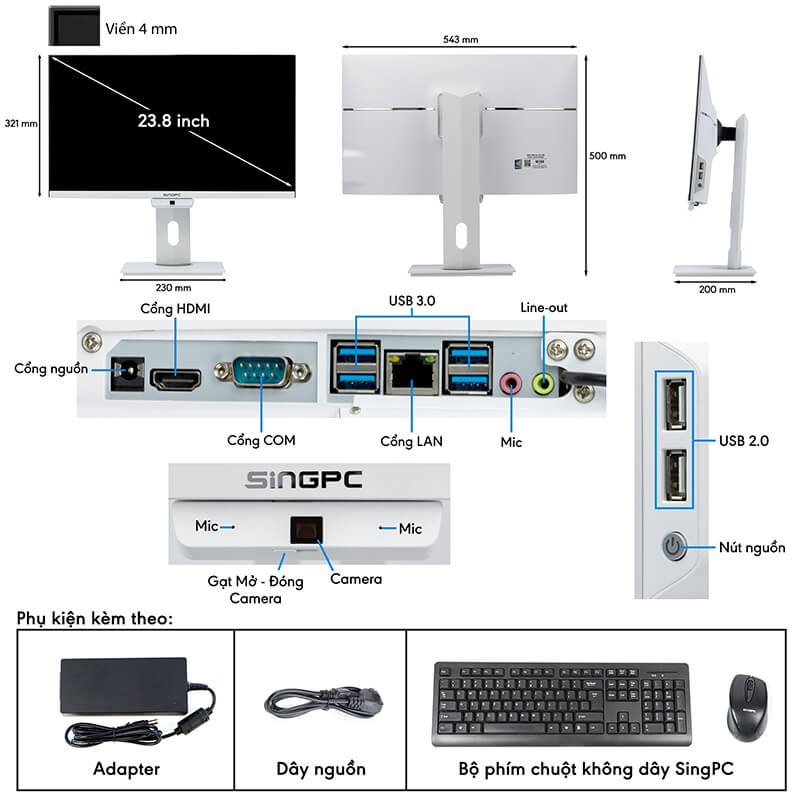 Máy tính All in one SingPC M24Pi382-W13